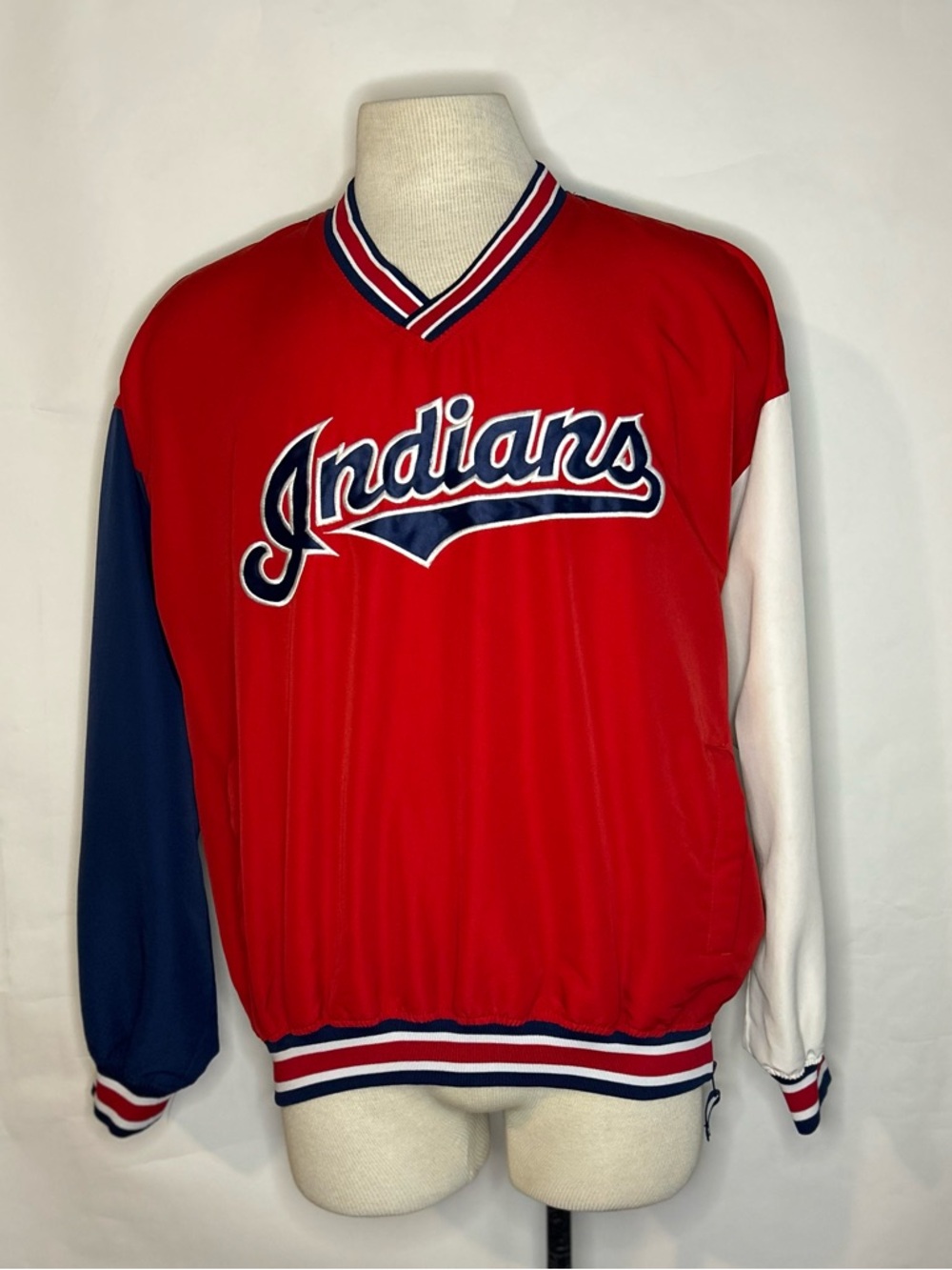 Indians Red Pullover Jacket with Navy & White Sleeves